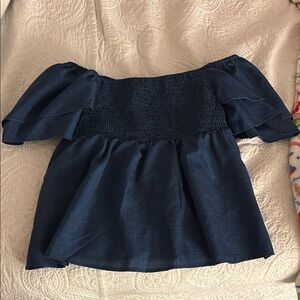 Off-Shoulder Navy Blue Top